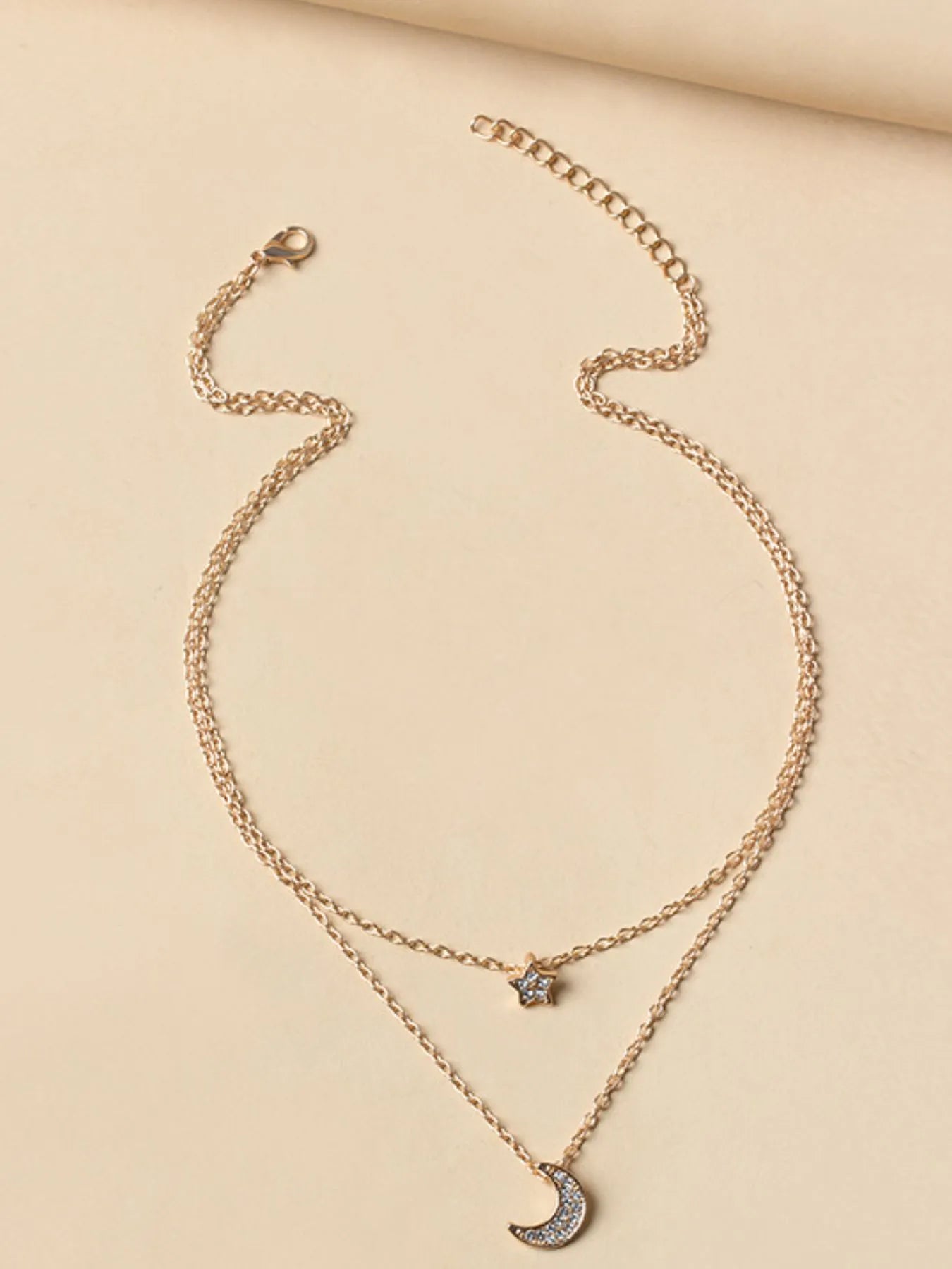 Double Layered Star and Moon Pendant Necklace - Tigbul's Variety Fashion Shop
