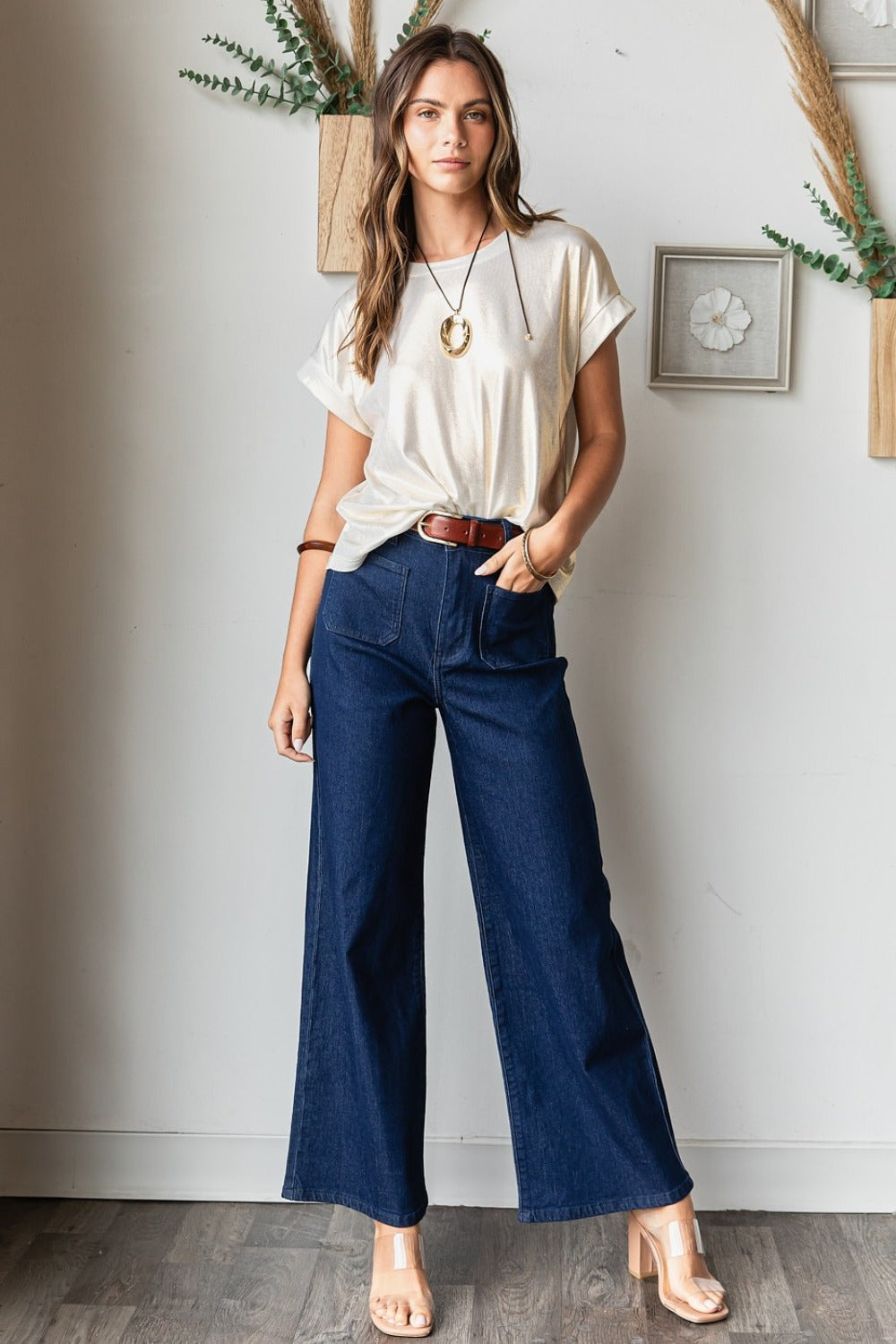 Mittoshop High Waist Wide Leg Jeans - Tigbul's Variety Fashion Shop