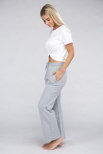 Lounge Wide Pants with Drawstrings - Tigbuls Variety Fashion