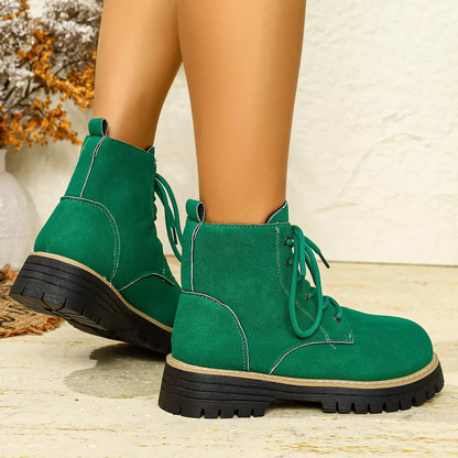 Round Toe Lace Up Boots - Tigbul's Variety Fashion Shop