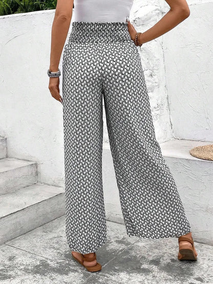 Tied Printed Wide Leg Pants - Tigbul's Variety Fashion Shop