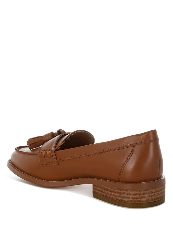 Yelena Real Leather Tassel Loafers - Tigbul's Variety Fashion Shop