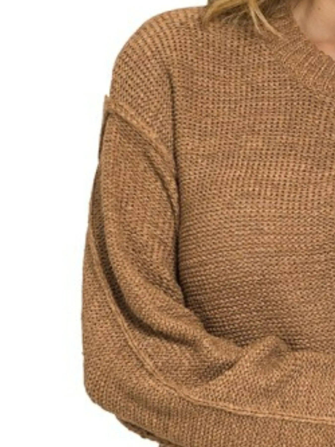 Zenana Exposed Seam Round Neck Sweater - Tigbul's Variety Fashion Shop