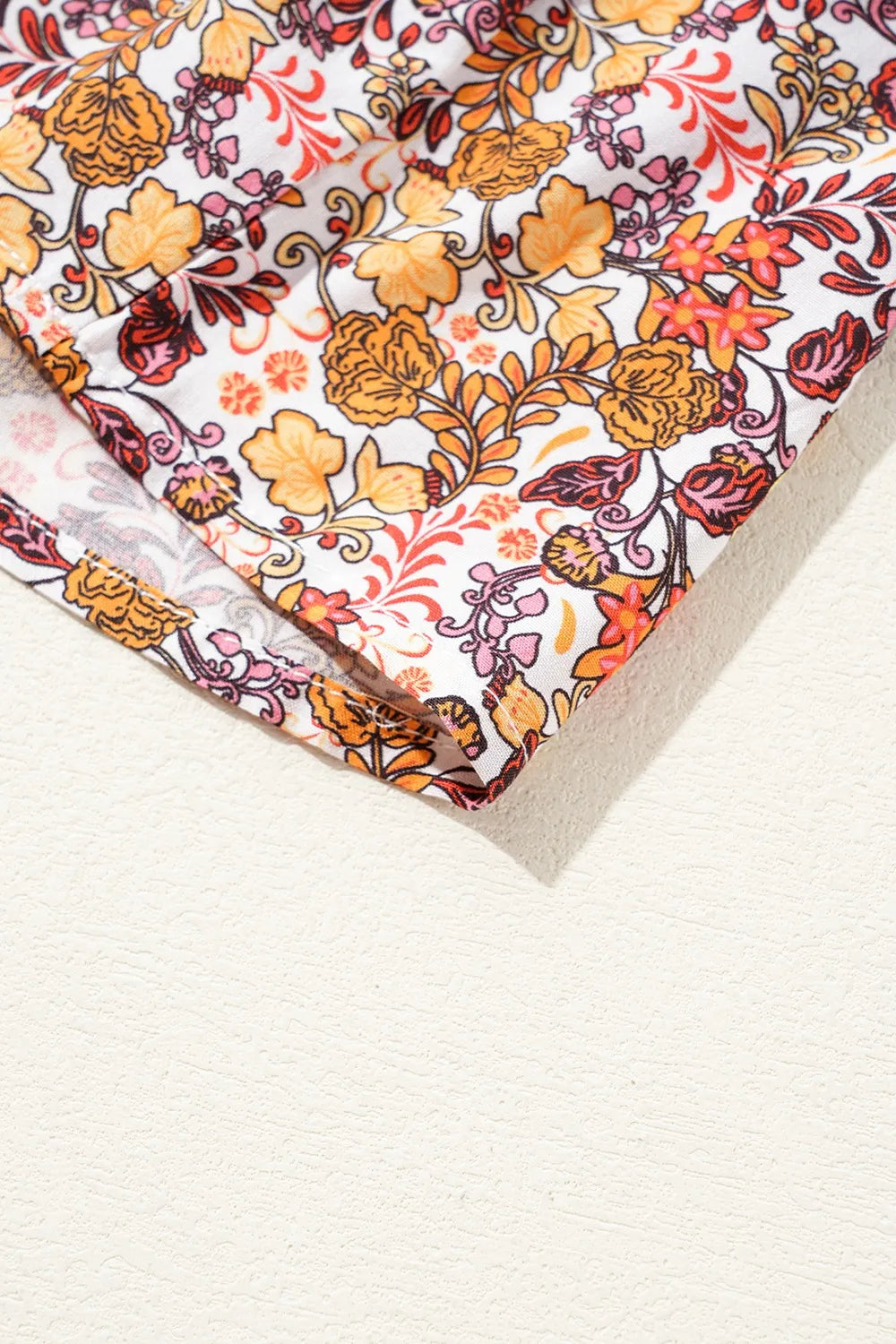 Floral Print Knot V Neck Ruffled Sleeve Blouse - Tigbul's Variety Fashion Shop