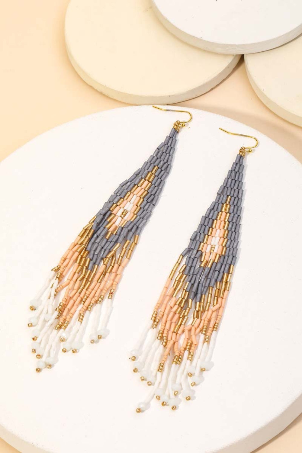 Fame Seed Beaded Fringe Drop Earrings - Tigbul's Variety Fashion Shop