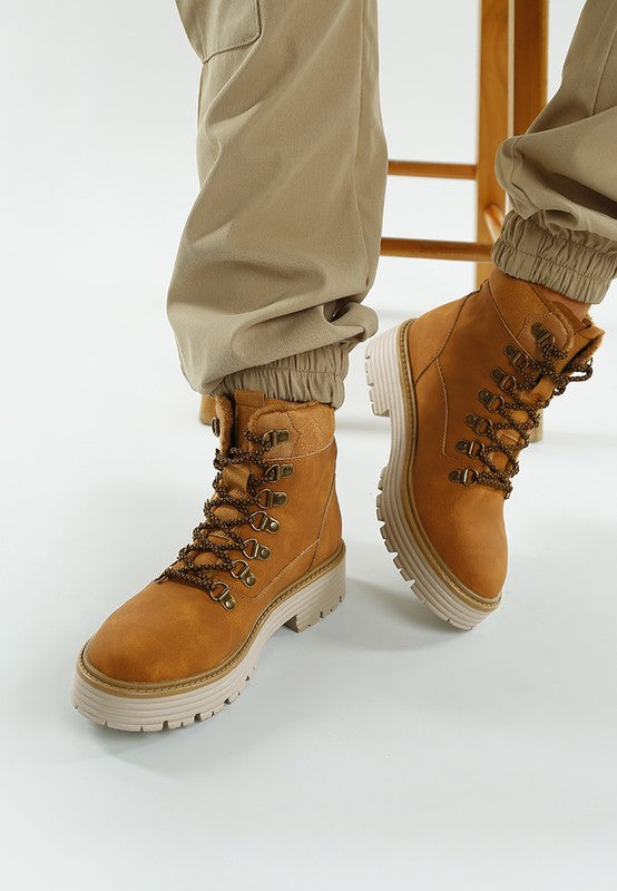 Boskoff Lace-Up Chunky Warm Ankle Boots - Tigbul's Variety Fashion Shop
