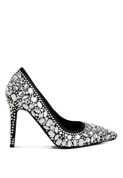 Iceout Diamante & Rhinestone Embellishments Pumps - Tigbul's Variety Fashion Shop