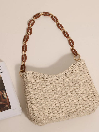Woven Straw Shoulder Bag - Tigbul's Variety Fashion Shop