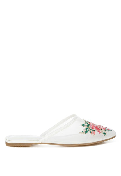 Shara Floral Embroidered Mesh Mules - Tigbul's Variety Fashion Shop