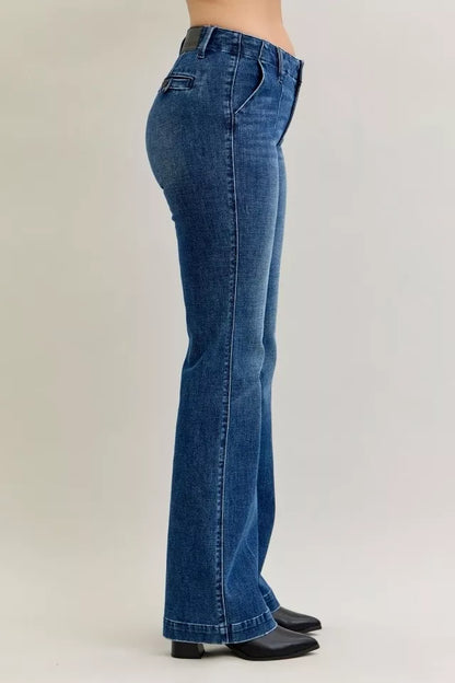 Judy Blue Full Size Mid Rise Bootcut Jeans with Welt Pockets Plus Size - Tigbul's Variety Fashion Shop