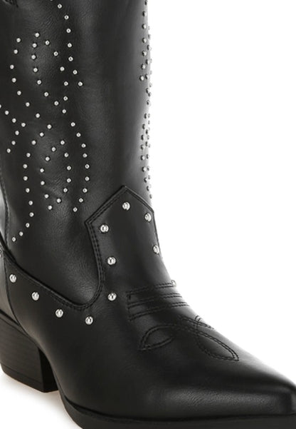 Dockery Studs Embellished Cowboy Boots - Tigbul's Variety Fashion Shop