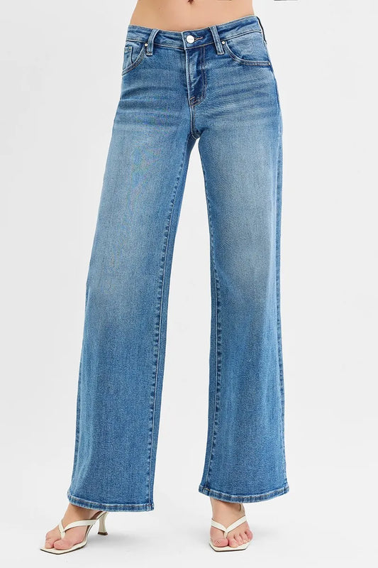 RISEN Full Size Low Rise Wide Leg Jeans Plus Size - Tigbul's Variety Fashion Shop