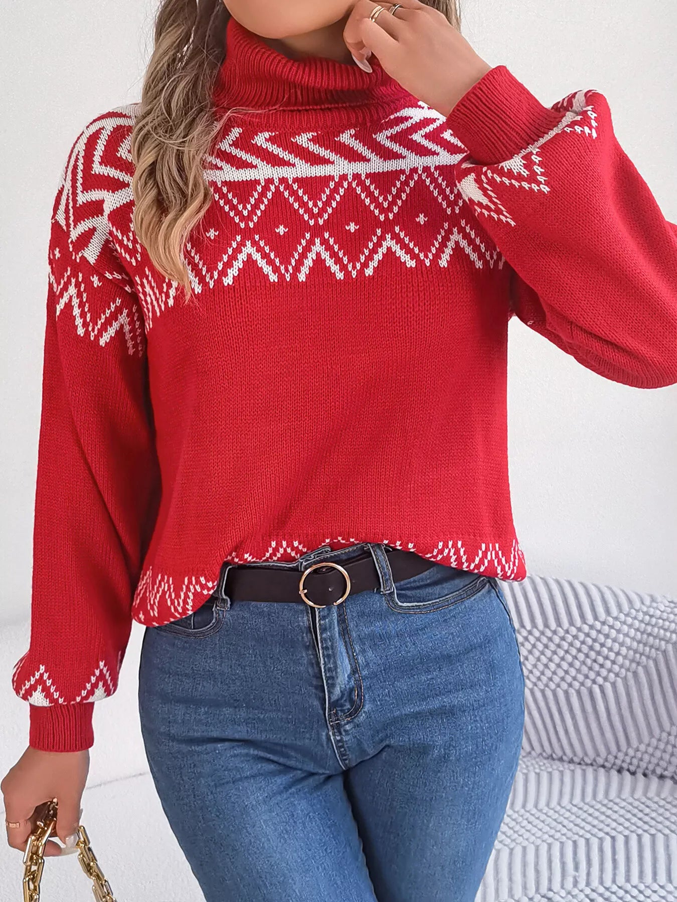 Turtleneck Dropped Shoulder Sweater - Tigbul's Variety Fashion Shop