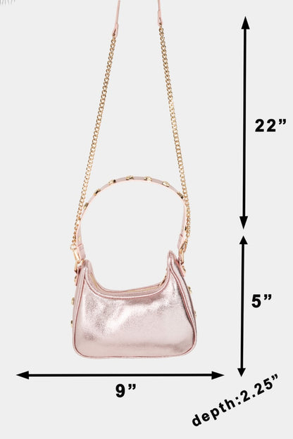 Star Button Trim Pink Hobo Handbag - Tigbul's Variety Fashion Shop