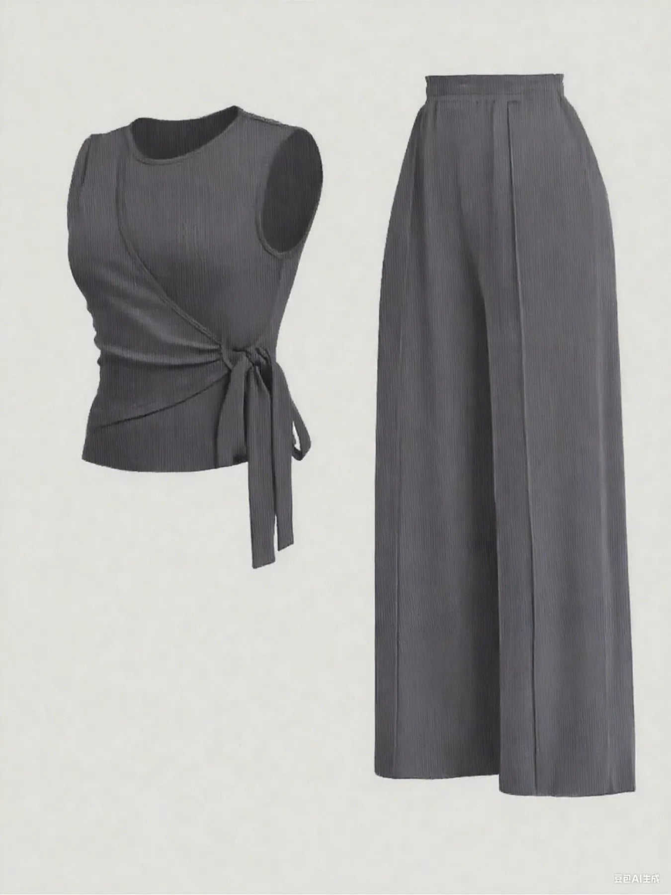 Side Tie Round Neck Tank and Pants Set - Tigbul's Variety Fashion Shop