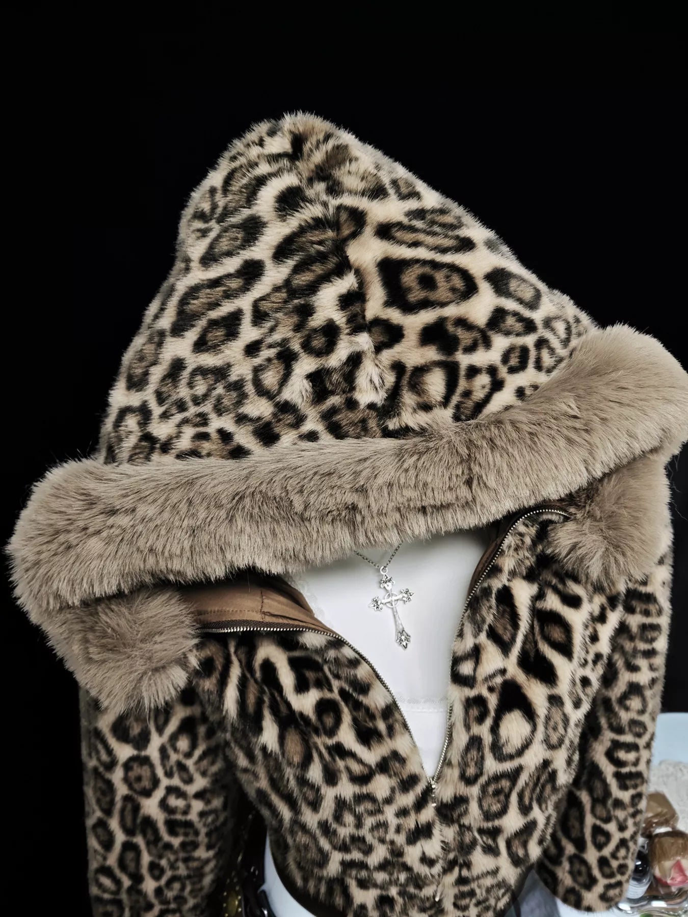 Leopard Faux Fur Hooded Outerwear - Tigbul's Variety Fashion Shop