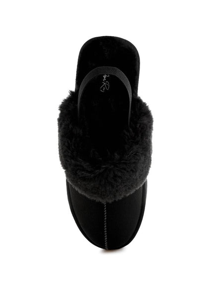 Kutchu Faux Fur Trim Platform Classic Slingback - Tigbul's Variety Fashion Shop