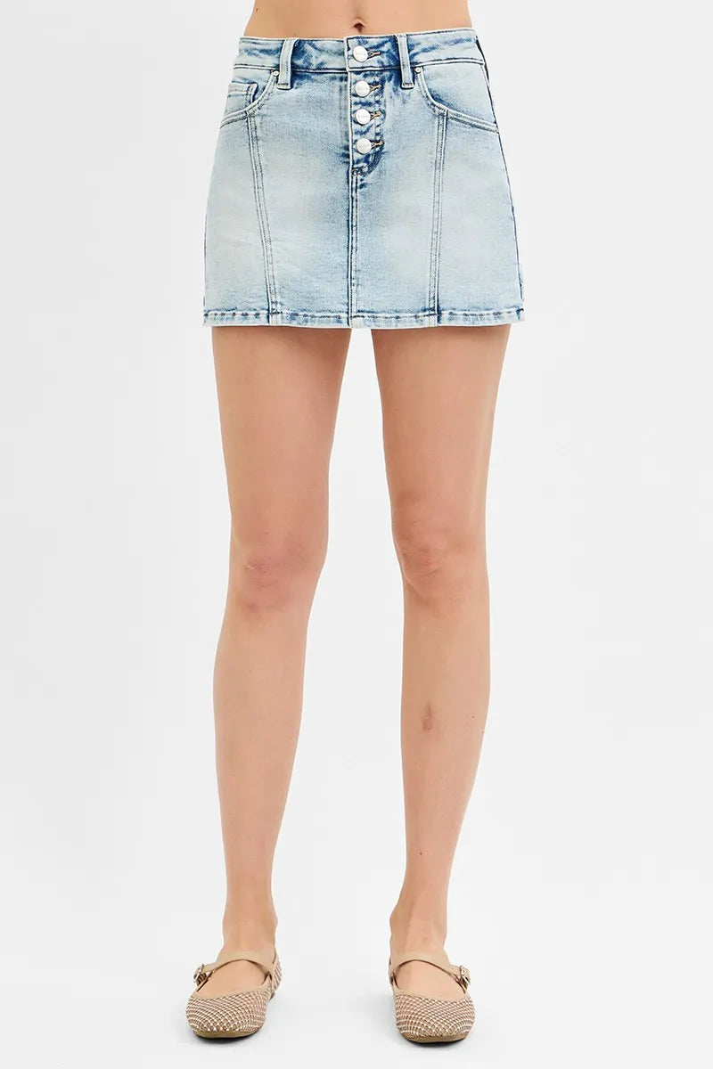 RISEN Full Size High Rise Button Down Skorts Plus Size - Tigbul's Variety Fashion Shop