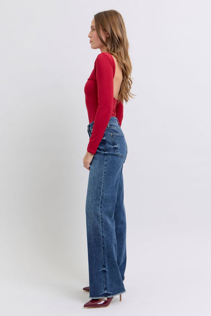 Judy Blue Full Size Raw Hem Mid Rise Jeans - Tigbul's Variety Fashion Shop