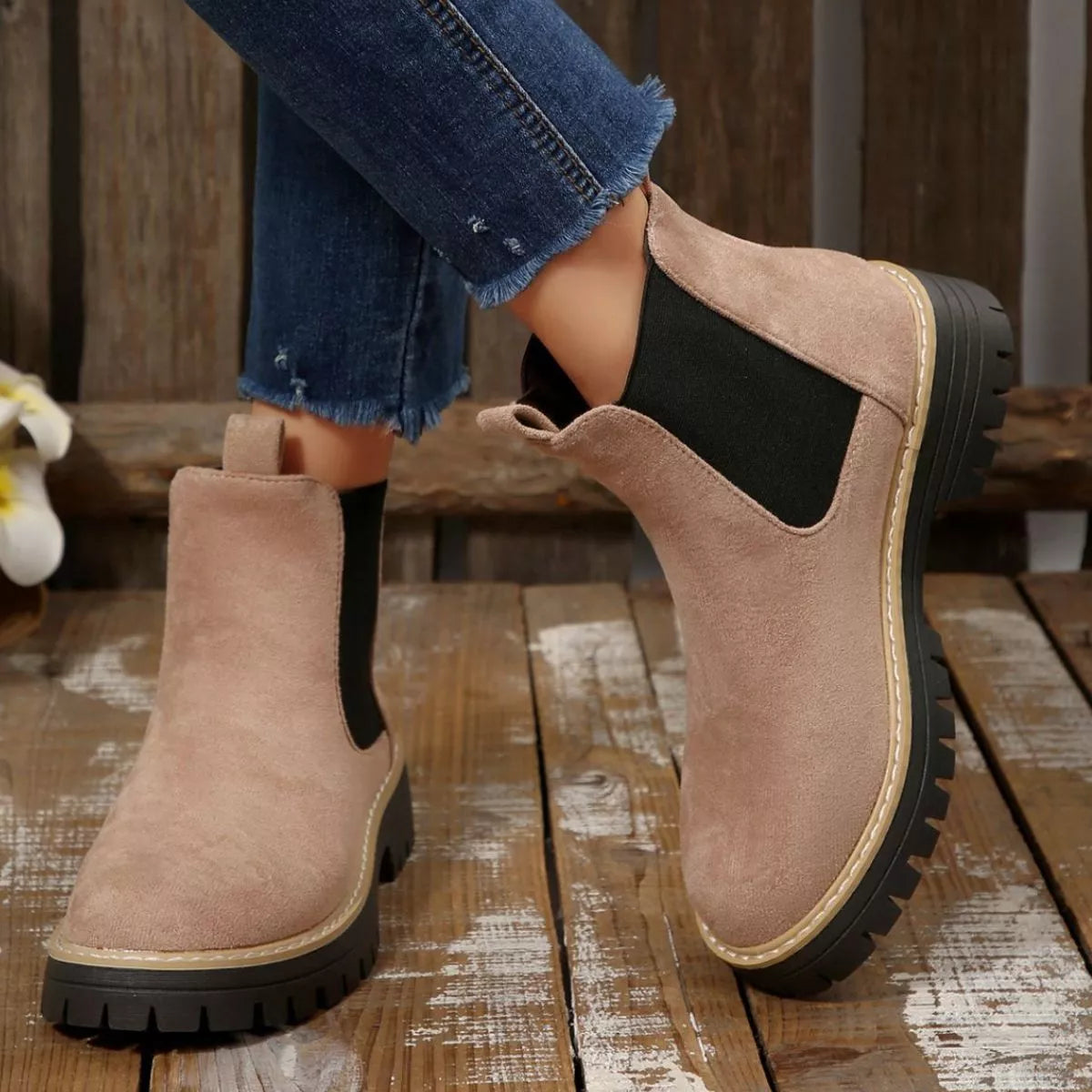 Round Toe Block Heels Boots - Tigbul's Variety Fashion Shop