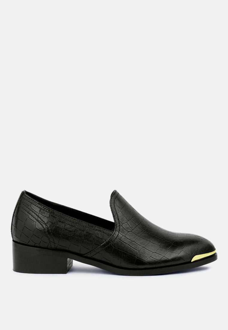 Lilliam Metal Highlight Casual Leather Loafers - Tigbul's Variety Fashion Shop