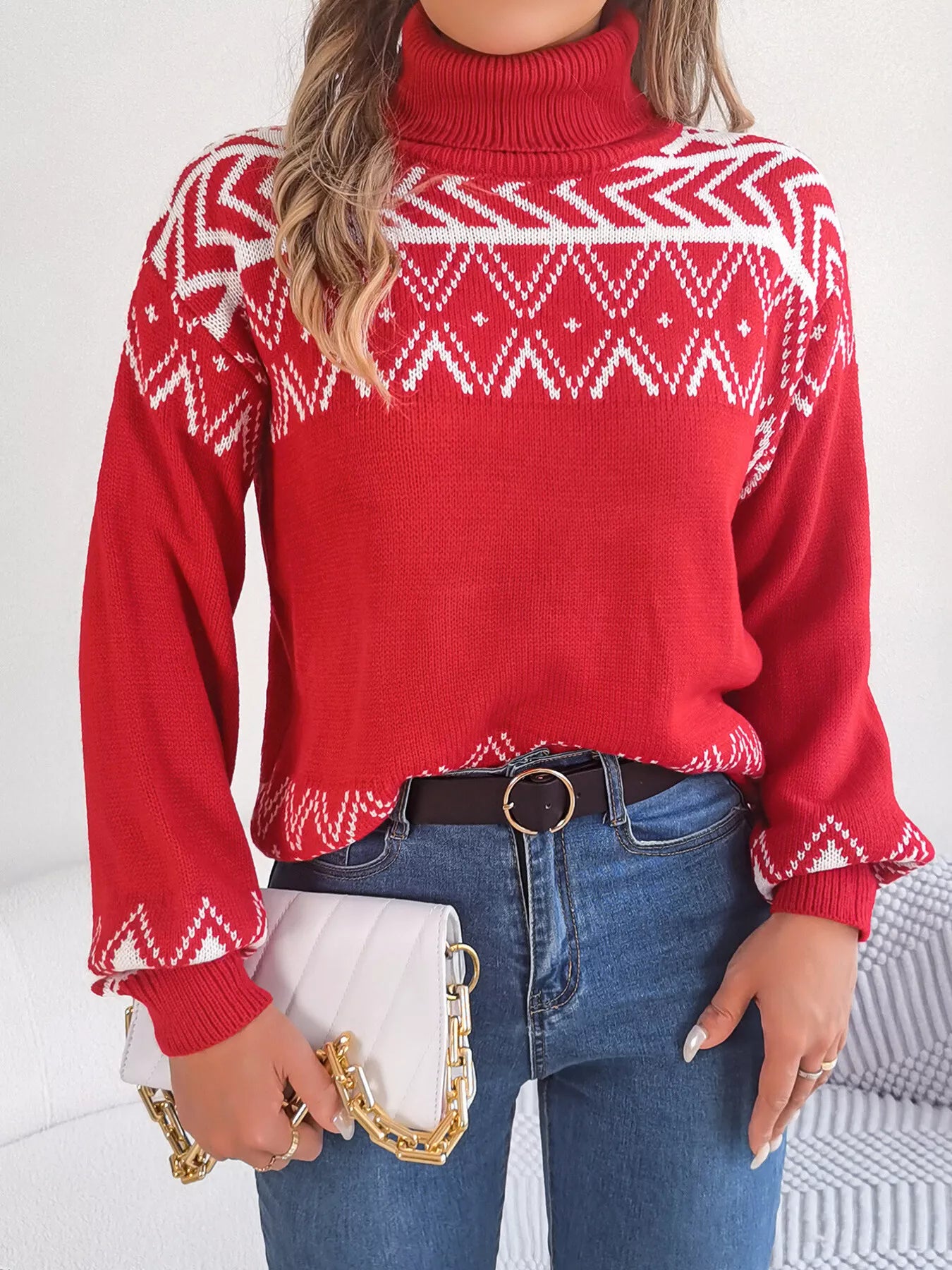 Turtleneck Dropped Shoulder Sweater - Tigbul's Variety Fashion Shop