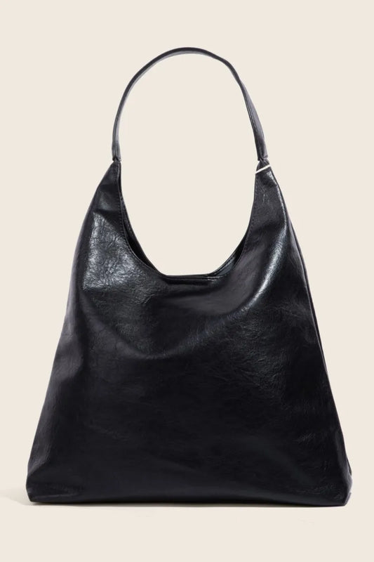 Black Faux Leather Tote Bag - Tigbul's Variety Fashion Shop