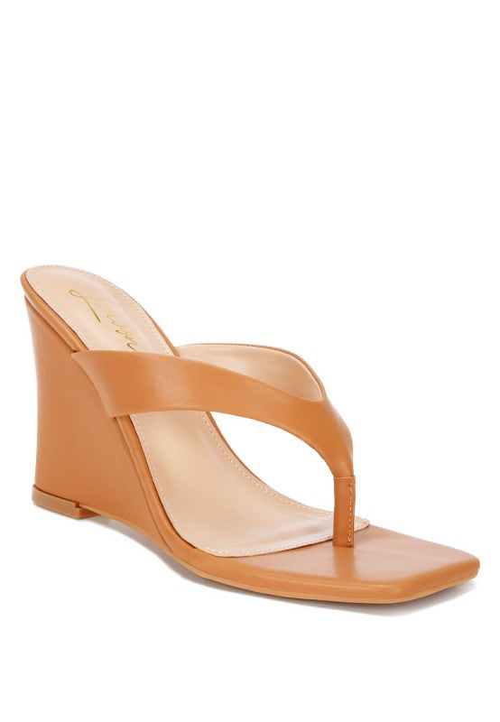 Amilta Square Toe Thong Wedge Heel Sandals | Tigbuls Variety