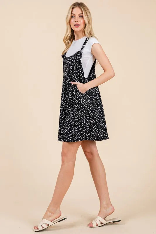 Black Floral Print Overalls with Pockets - Tigbul's Variety Fashion Shop