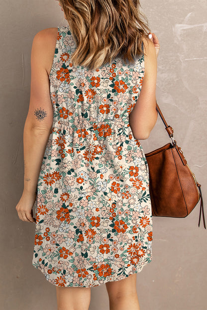 Printed Button Down Sleeveless Magic Dress - Tigbuls Variety Fashion