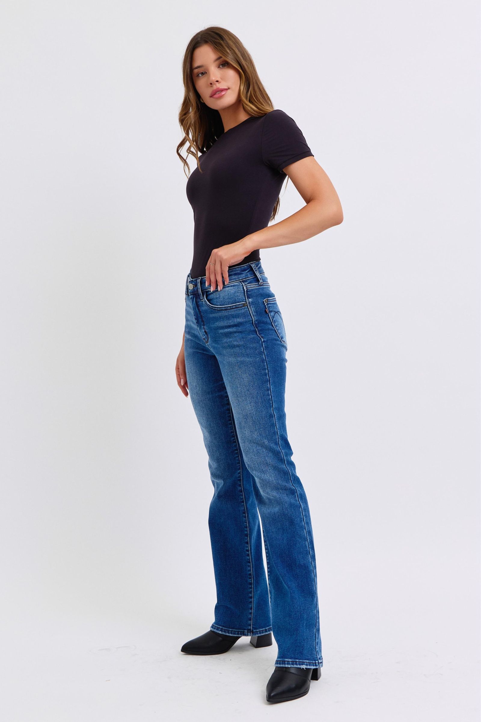 Judy Blue Full Size Mid-Rise Bootcut Jeans with Pockets - Tigbul's Variety Fashion Shop