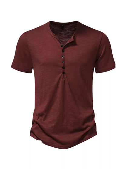 Men's Casual Button Detail Henley T-Shirt - Tigbuls Variety Fashion