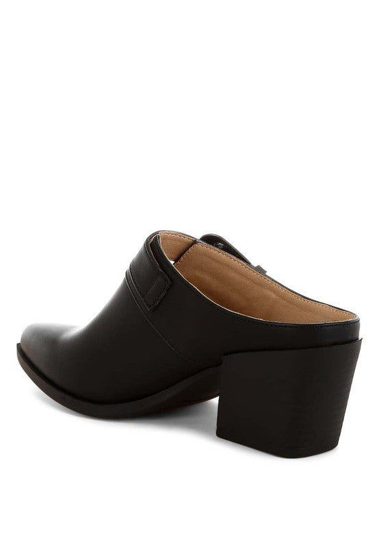 Holler Carved Buckle Statement Mules - Tigbul's Variety Fashion Shop