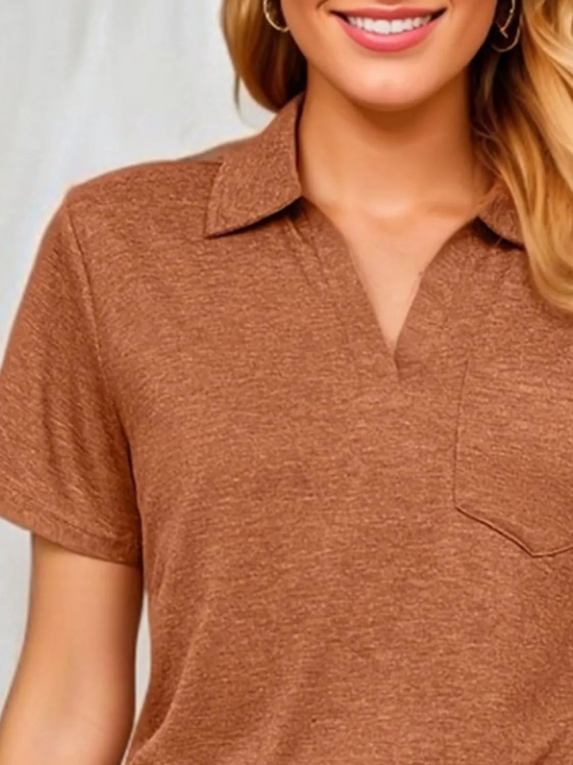 Johnny Collar Short Sleeve Top - Tigbul's Variety Fashion Shop