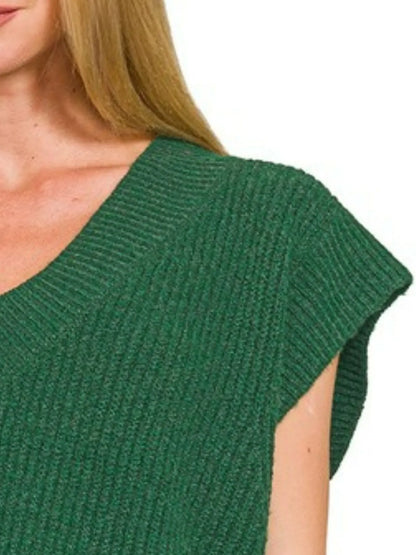 Zenana Oversized Sweater Vest with Side Slit - Tigbul's Variety Fashion Shop
