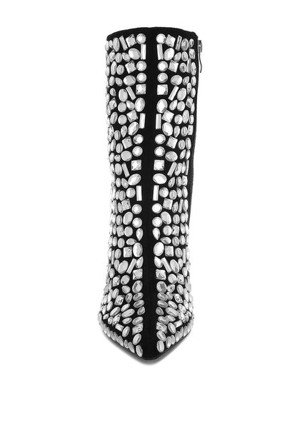 Trend Titan Diamante Slim Wedge Heel Boots - Tigbul's Variety Fashion Shop