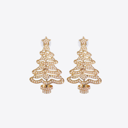 Rhinestone Alloy Christmas Tree Earrings - Tigbul's Variety Fashion Shop