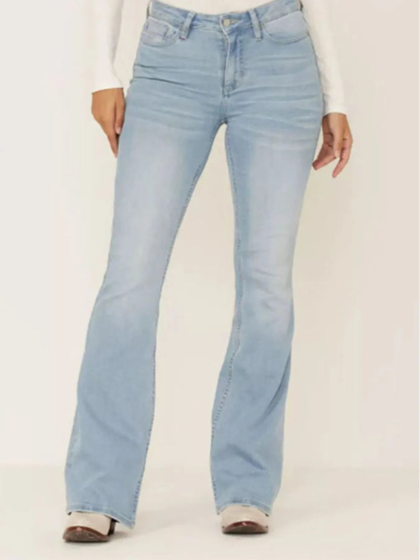 Full Size Wash Flare Jeans with Pockets Plus Size - Tigbul's Variety Fashion Shop
