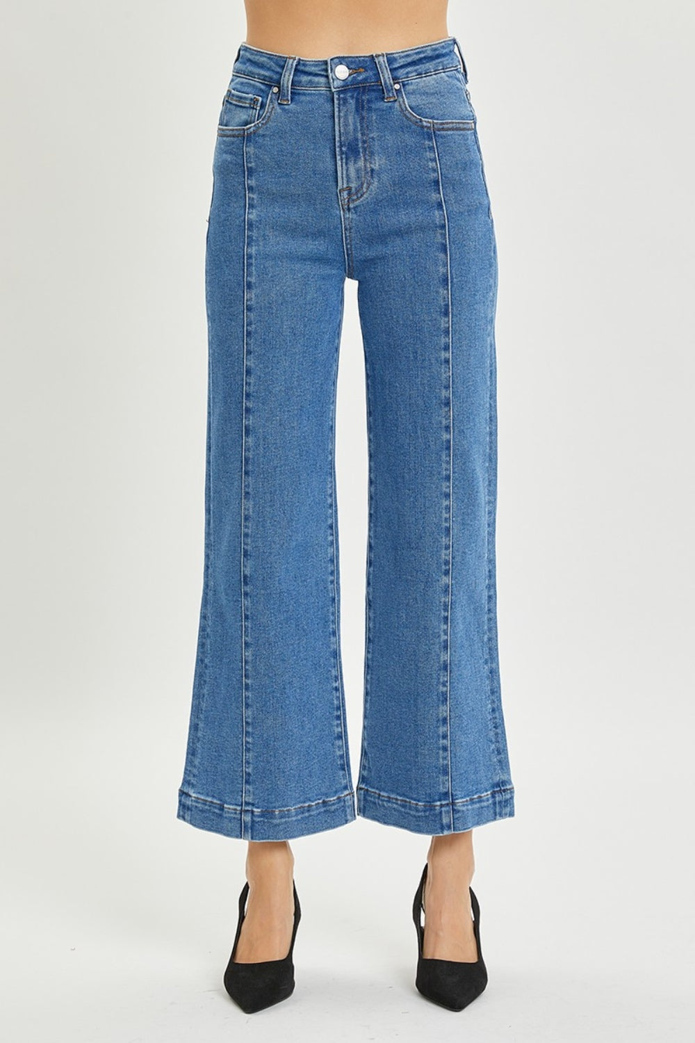 Blue High Rise Wide Leg Jeans - Tigbul's Variety Fashion Shop