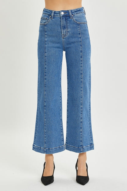 Blue High Rise Wide Leg Jeans - Tigbul's Variety Fashion Shop