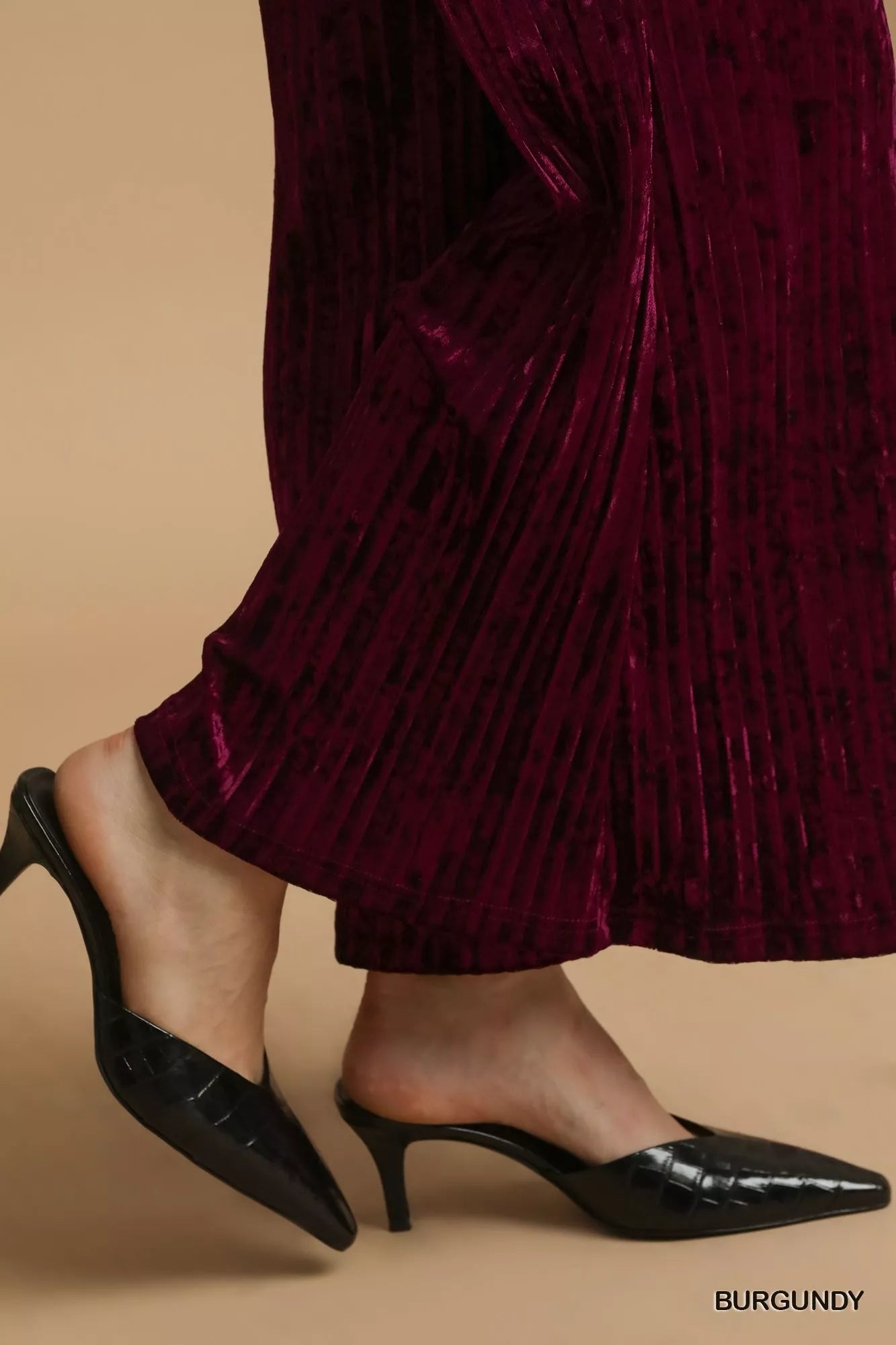 Umgee Velvet Wide Leg Flare Pants - Tigbul's Variety Fashion Shop