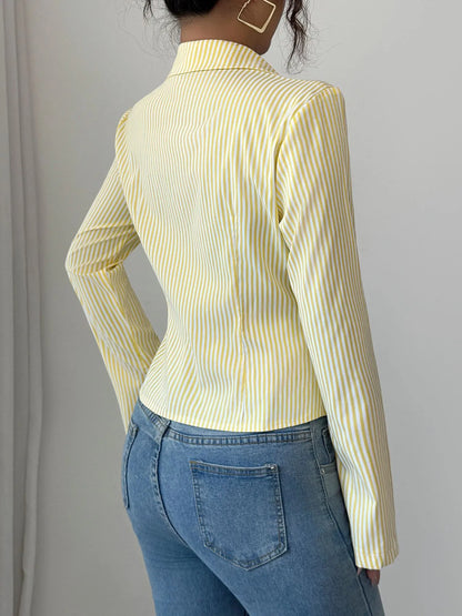 Striped Button-Up Long Sleeve Shirt - Tigbul's Variety Fashion Shop