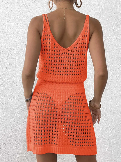 Crochet Knit Cover Up Mini Dress - Tigbul's Variety Fashion Shop