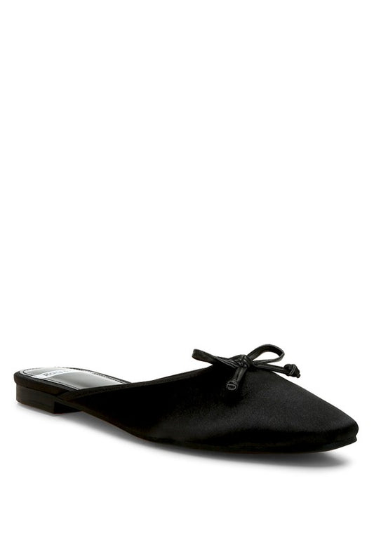 Taylena Satin Bow Detail Mules - Tigbul's Variety Fashion Shop