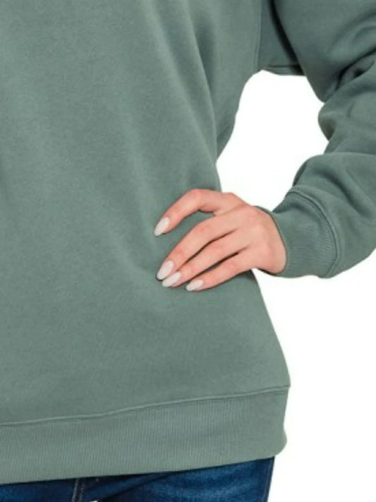 Zenana Fleece Round Neck Sweatshirts - Tigbul's Variety Fashion Shop