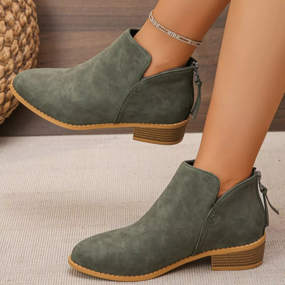 Women's Point Toe Block Heels Boots - Tigbul's Variety Fashion Shop