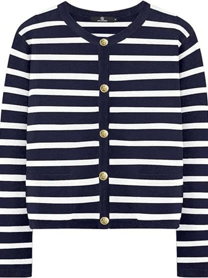 Striped Button-Up Cardigan - Tigbul's Variety Fashion Shop