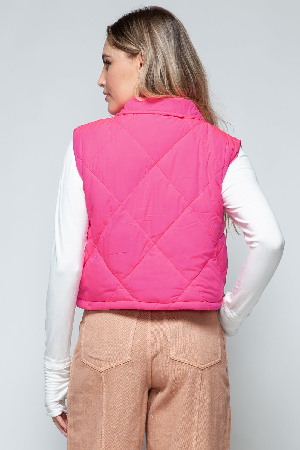 Snobbish Snap Down Quilted Crop Vest - Tigbul's Variety Fashion Shop