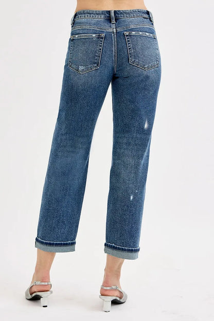 RISEN Full Size Low Rise Crop Boyfriend Jeans Plus Size - Tigbul's Variety Fashion Shop