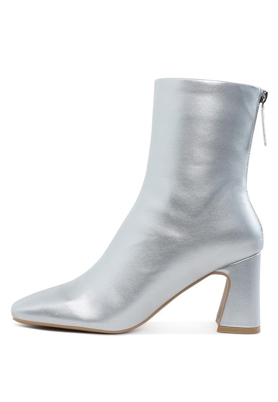 Simba Square Toe Metallic Ankle Boots - Tigbul's Variety Fashion Shop